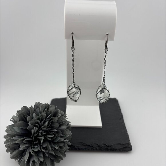 Caged Crystal Teardrop Earrings - Picture 1 of 4